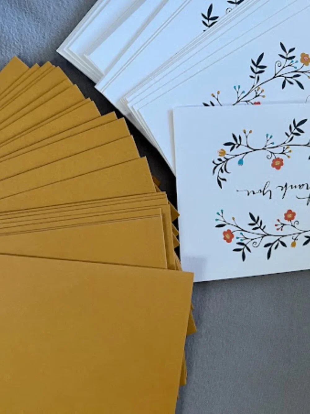 Green Inspired Floral Thank You Cards and Envelopes